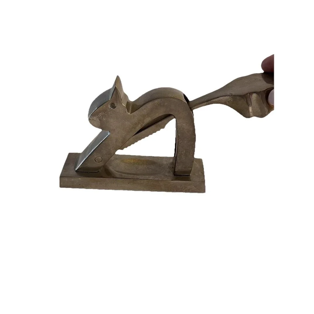 Crate & Barrel Squirrel Nutcracker Silver Kitchen Food Nuts Gift Heavy